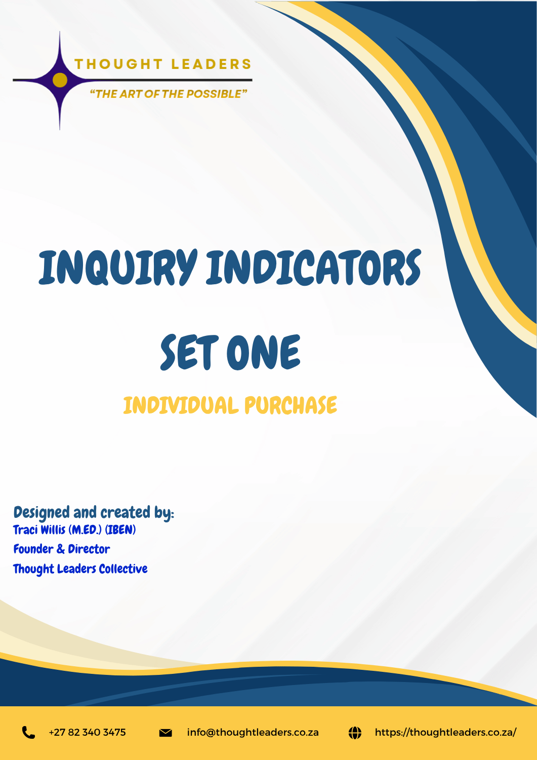 Inquiry Indicators - Set One (Individual Use Only)